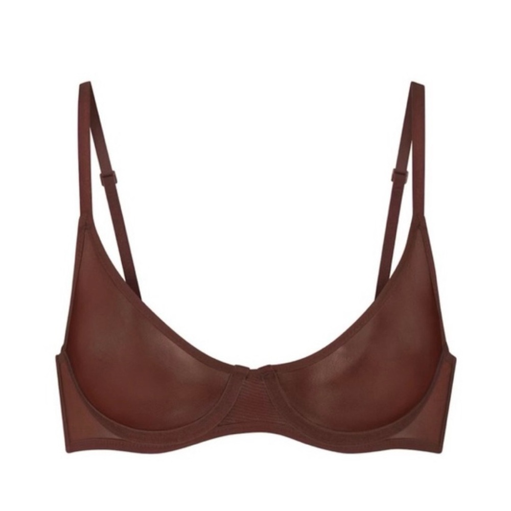 SKIMS Mahogany Ultra Fine Mesh Scoop Bra 34DDD